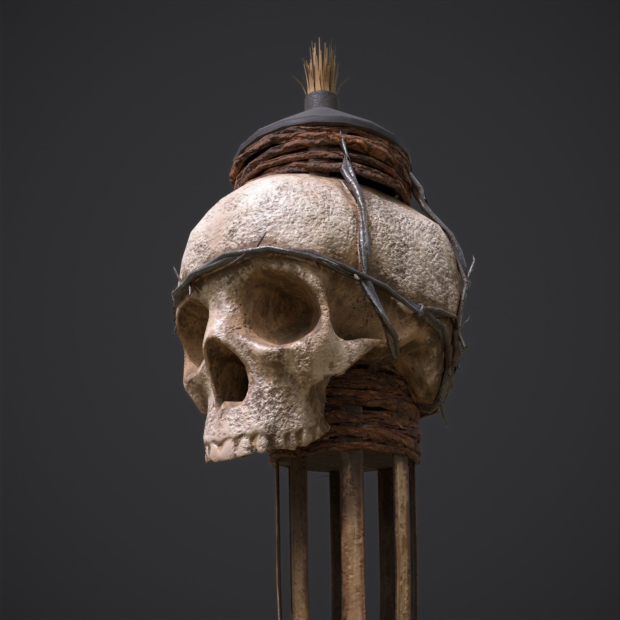 Skull Torch Low-poly 3D model_5