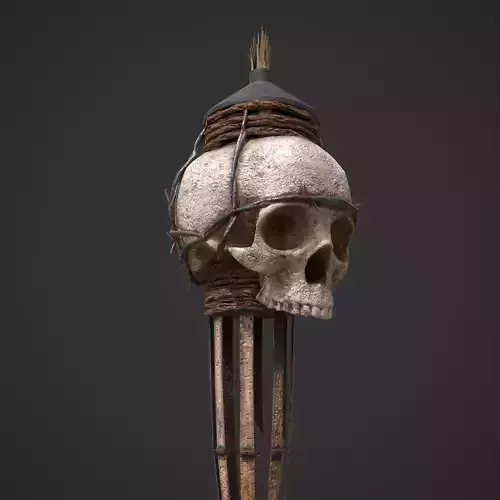 Skull Torch Low-poly 3D model