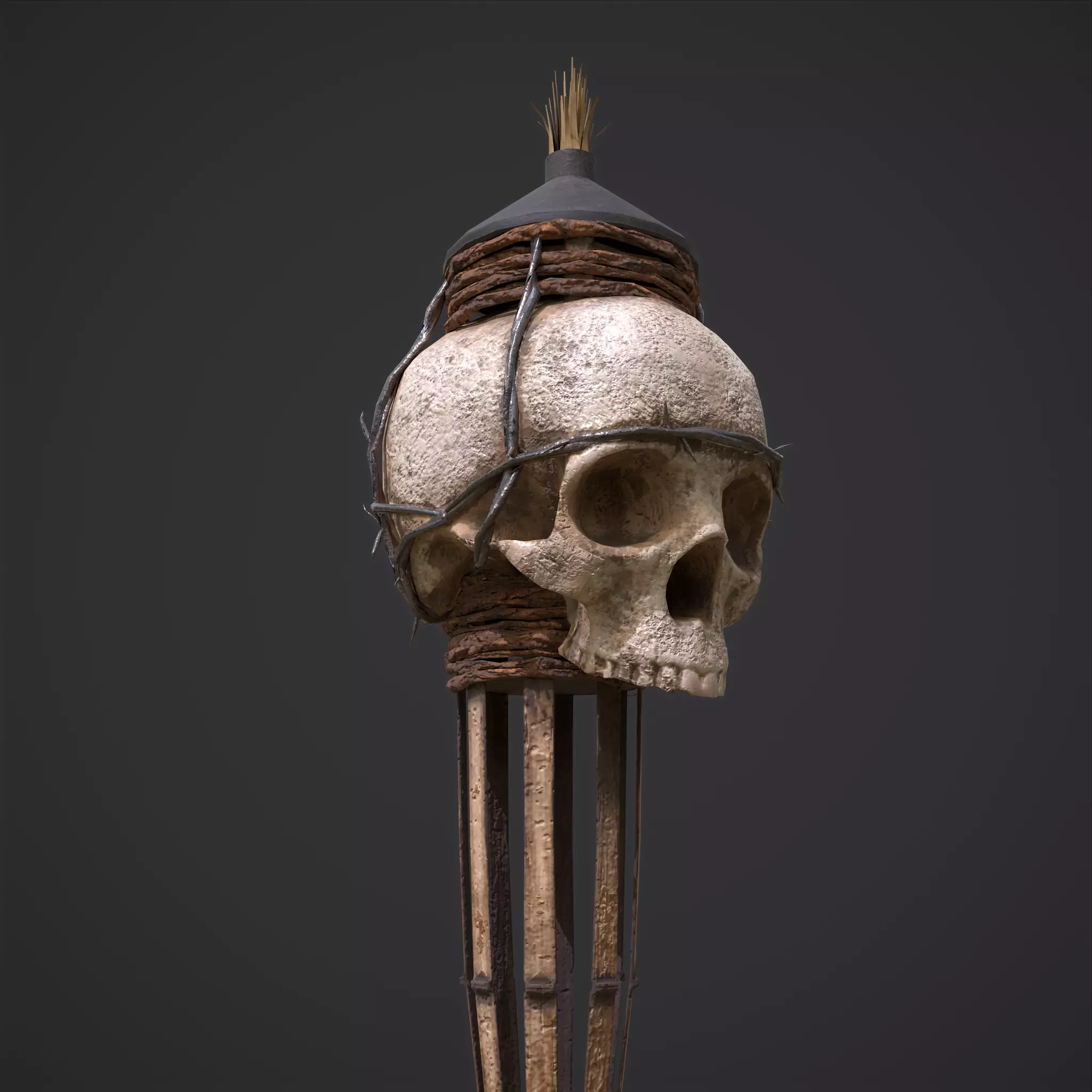 Skull Torch Low-poly 3D model_0