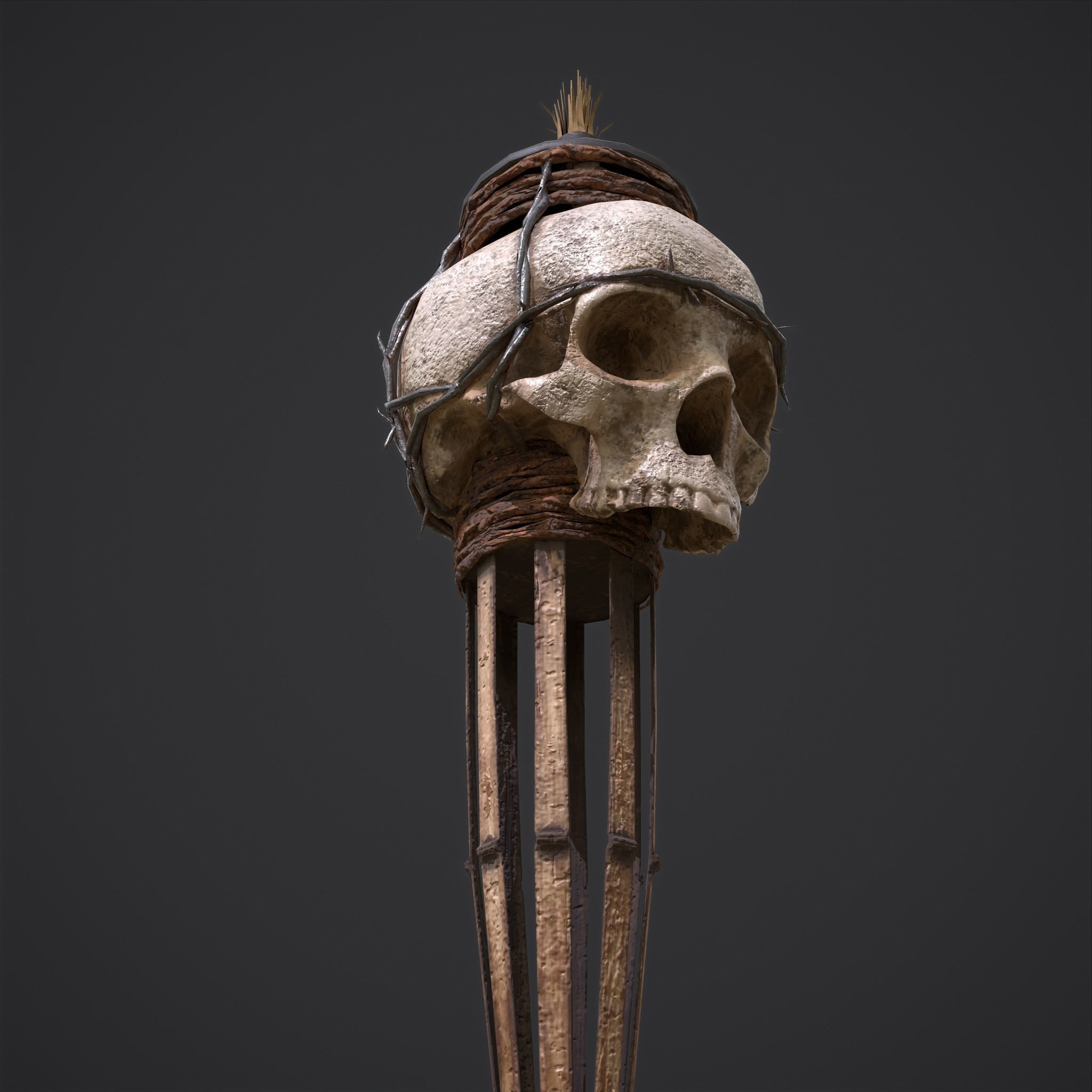 Skull Torch Low-poly 3D model_30