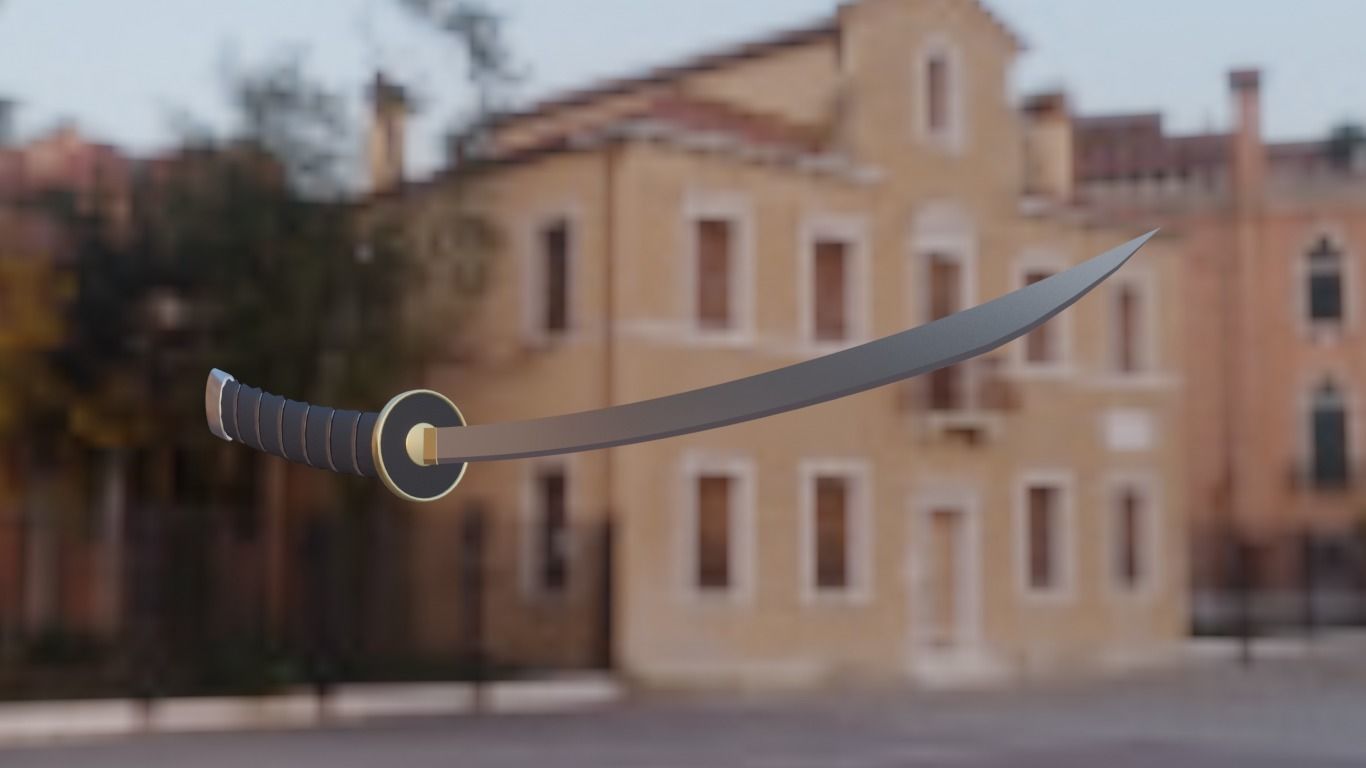 Katana low-poly Ninja  Low-poly 3D model_1