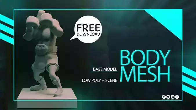 Basic Mesh 3d Model and Render Scene Free low-poly 3D model