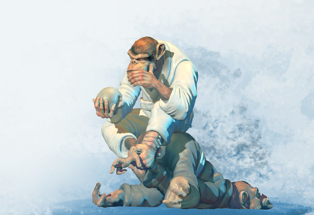 jiusitsu monkeys 3D print model_5