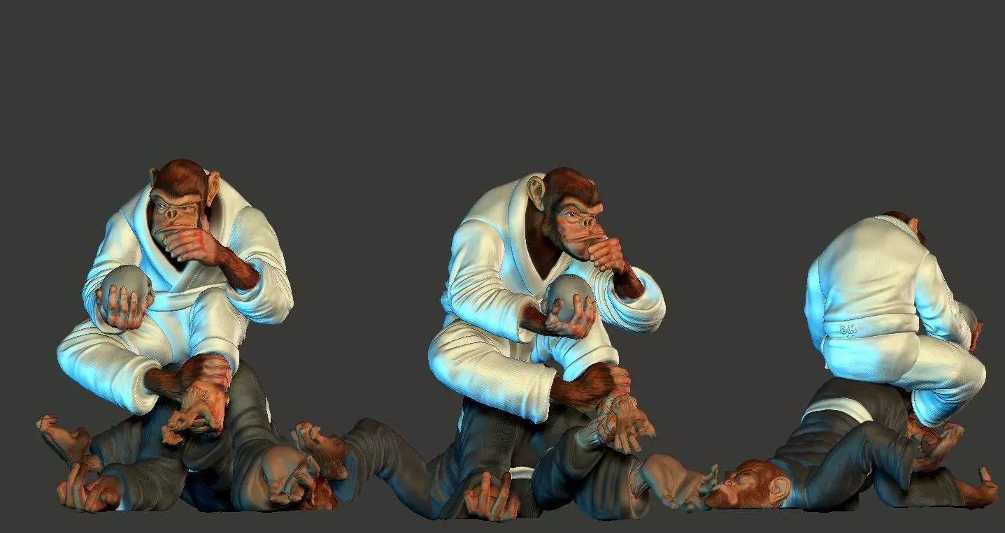 jiusitsu monkeys 3D print model_0