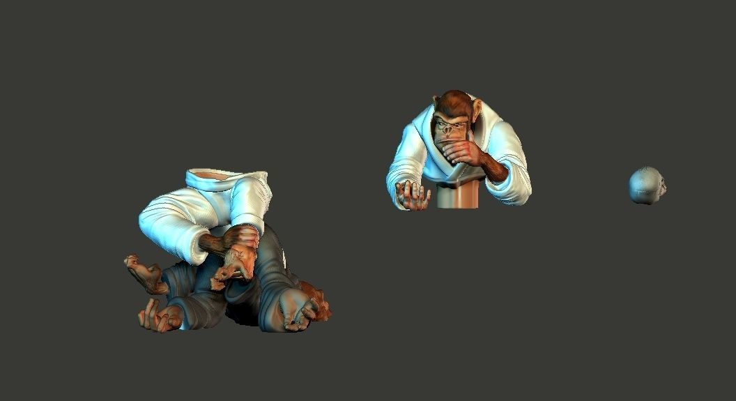 jiusitsu monkeys 3D print model_1