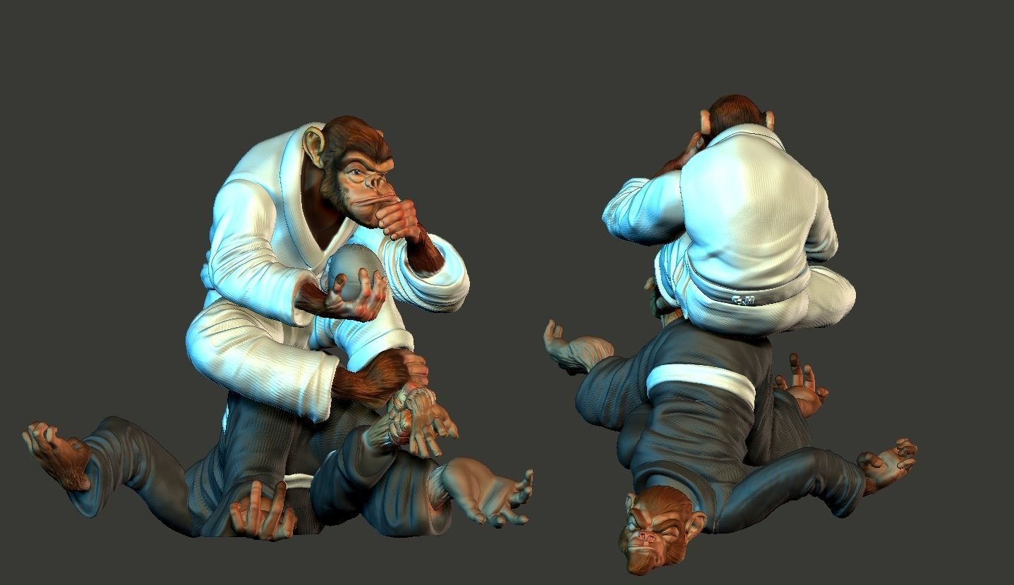 jiusitsu monkeys 3D print model_4