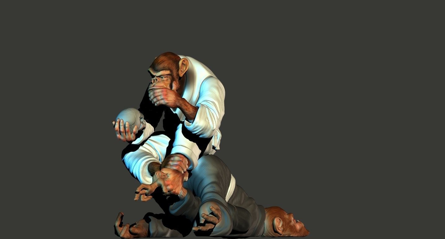 jiusitsu monkeys 3D print model_3