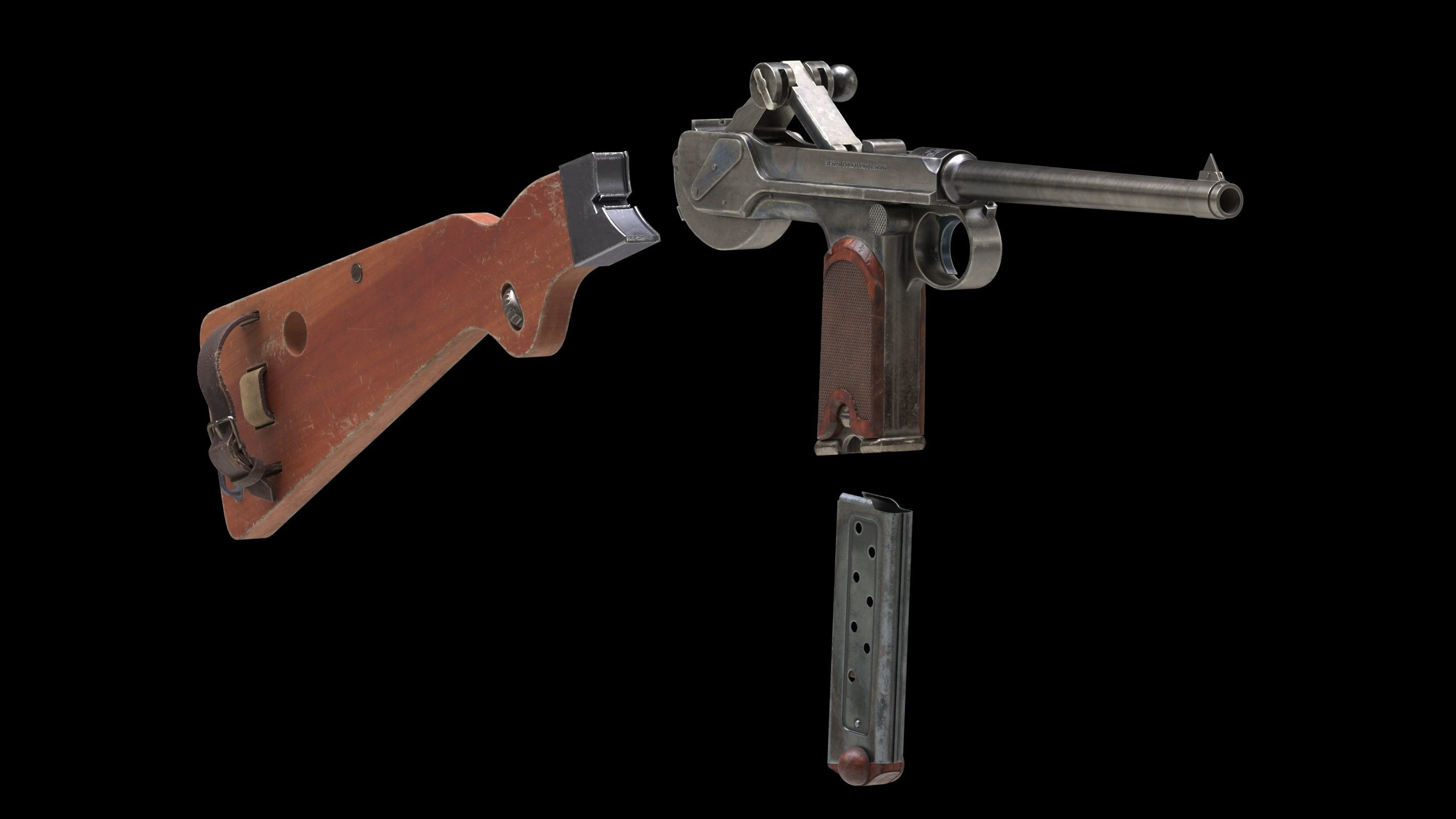 Borchardt C-93 Low Poly Low-poly 3D model_4