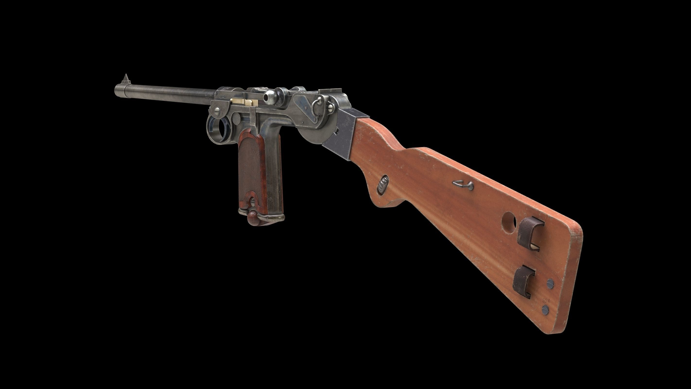 Borchardt C-93 Low Poly Low-poly 3D model_1