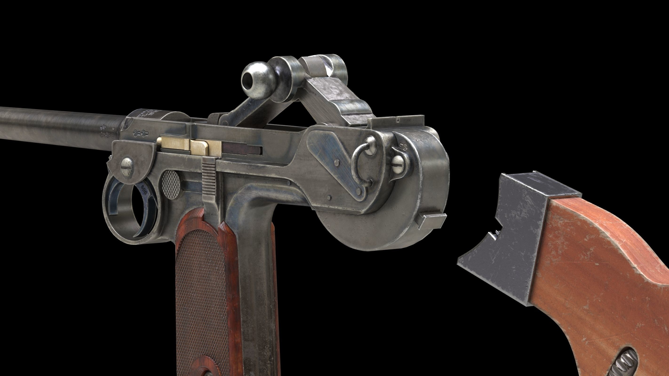 Borchardt C-93 Low Poly Low-poly 3D model_14