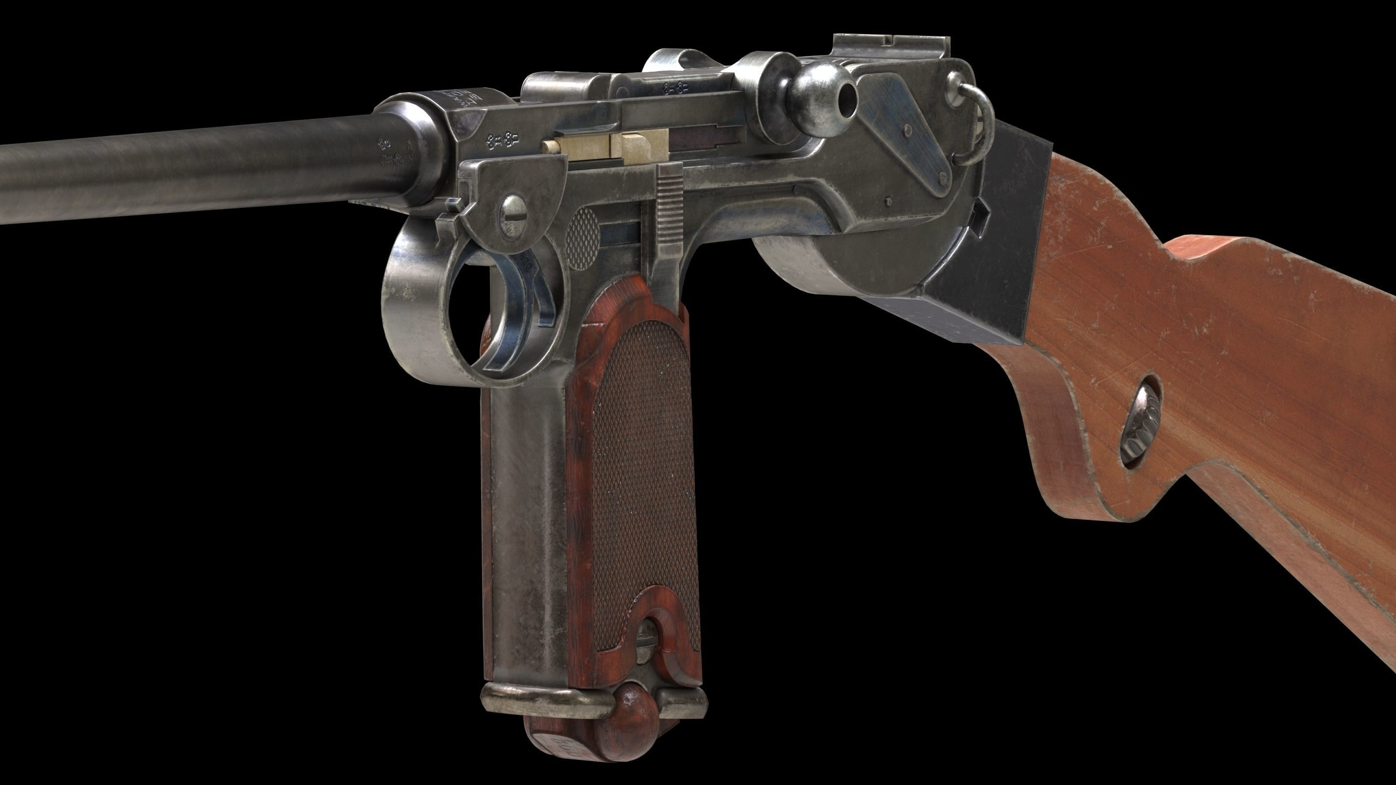 Borchardt C-93 Low Poly Low-poly 3D model_8