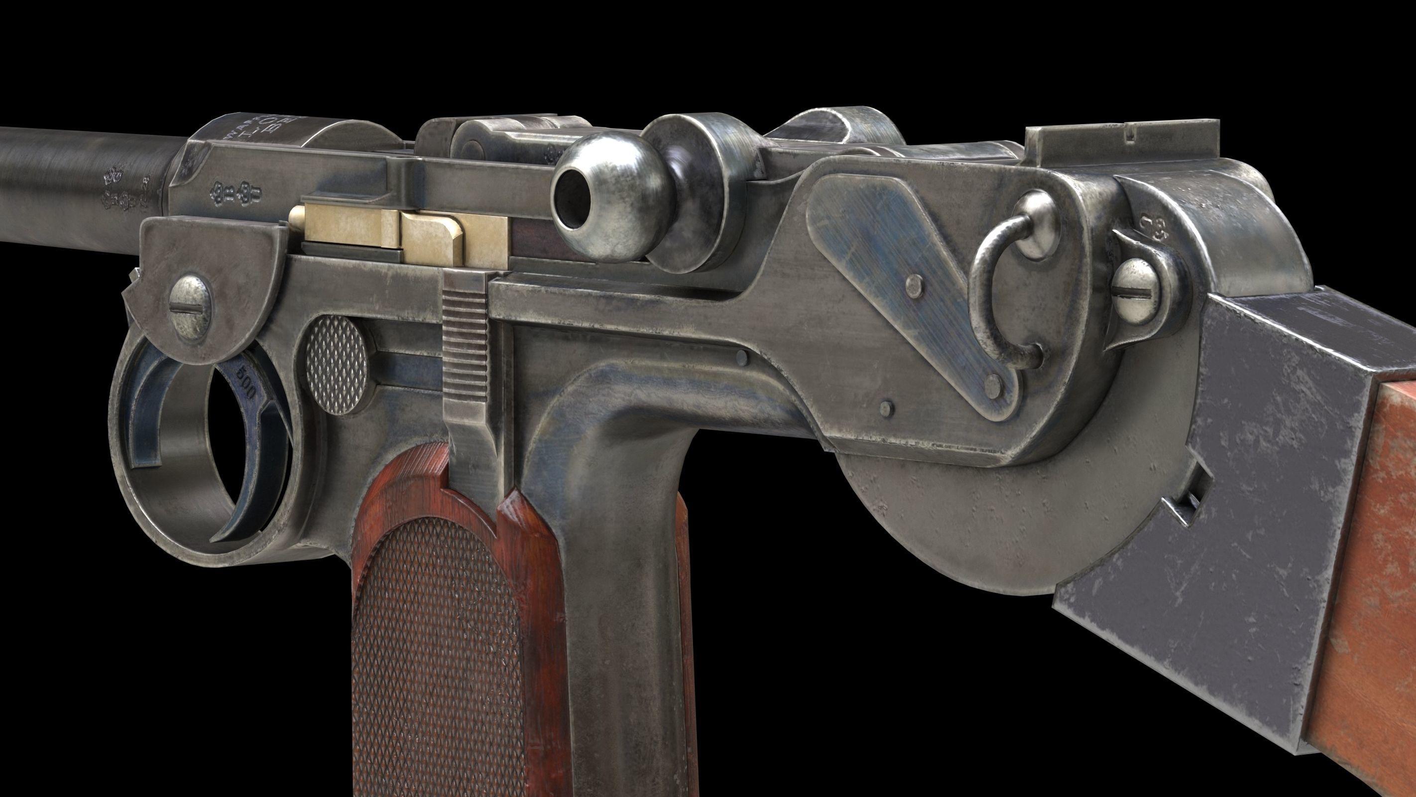 Borchardt C-93 Low Poly Low-poly 3D model_6