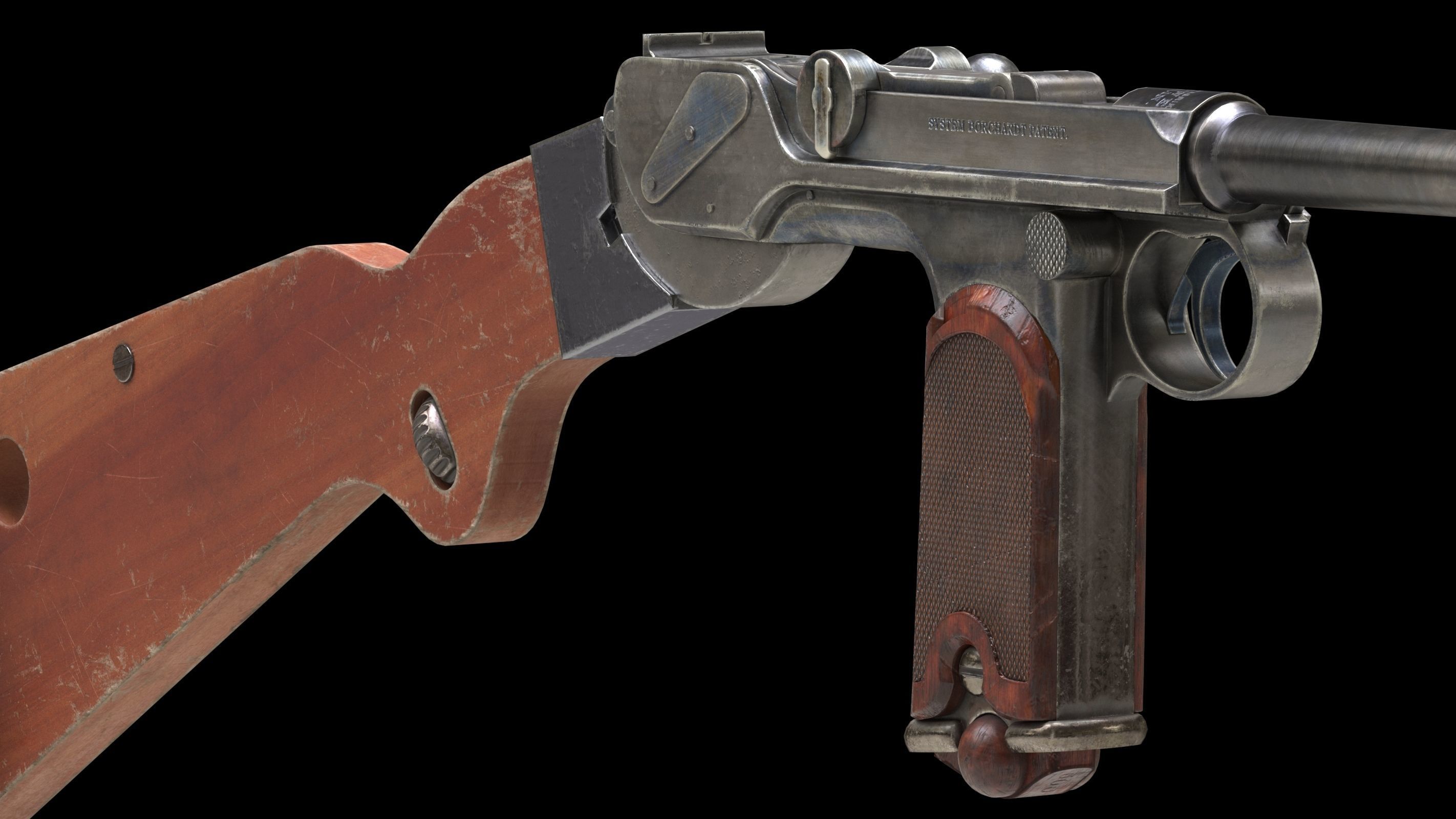 Borchardt C-93 Low Poly Low-poly 3D model_9