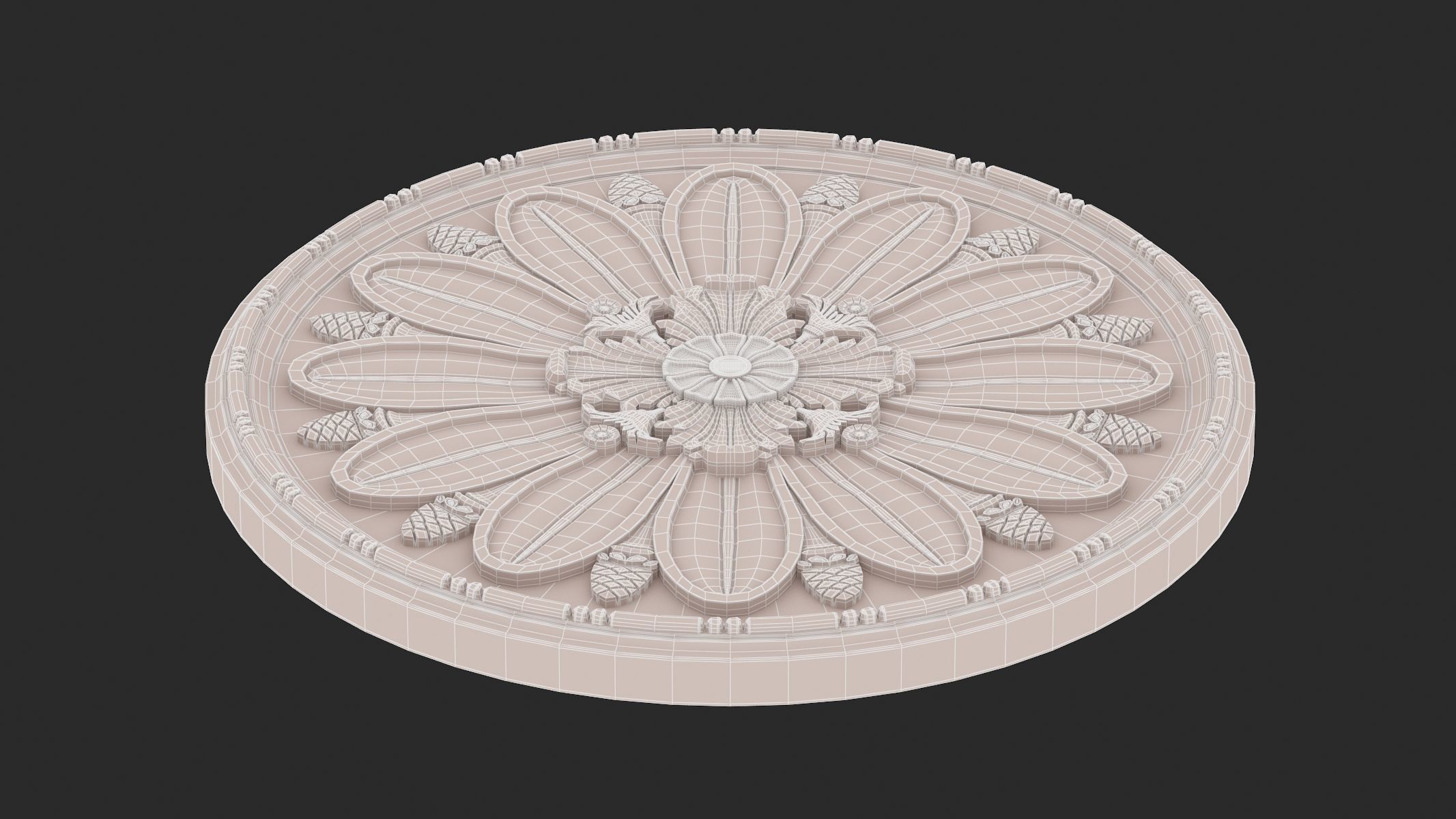 Classic Ceiling Medallion 45 3D model_9