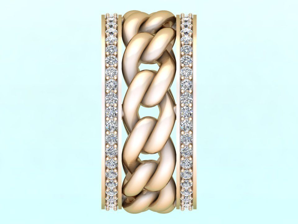 Chain Diamond ring - Miami Cuban ring - N8531A size 8 dot 5 3D print model_7