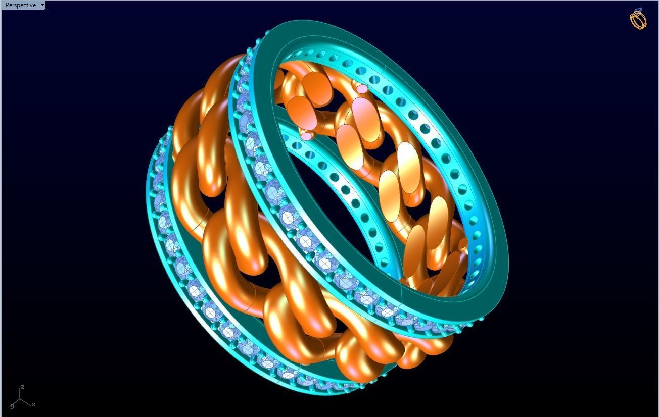 Chain Diamond ring - Miami Cuban ring - N8531A size 8 dot 5 3D print model_12