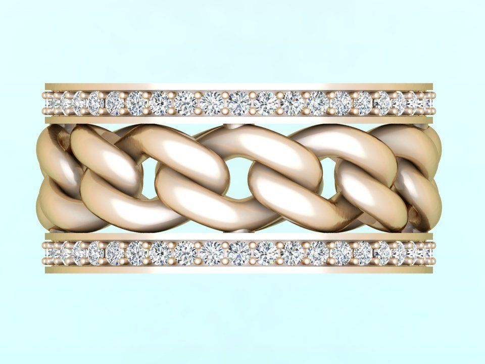 Chain Diamond ring - Miami Cuban ring - N8531A size 8 dot 5 3D print model_8