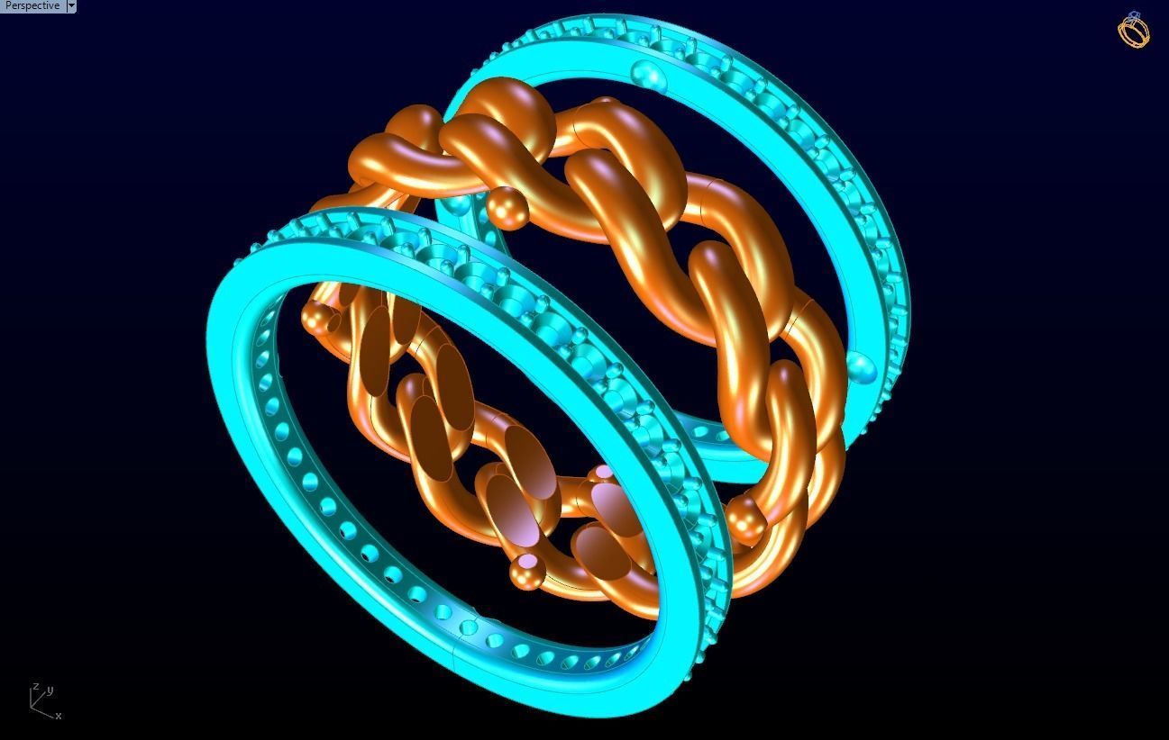 Chain Diamond ring - Miami Cuban ring - N8531A size 8 dot 5 3D print model_11