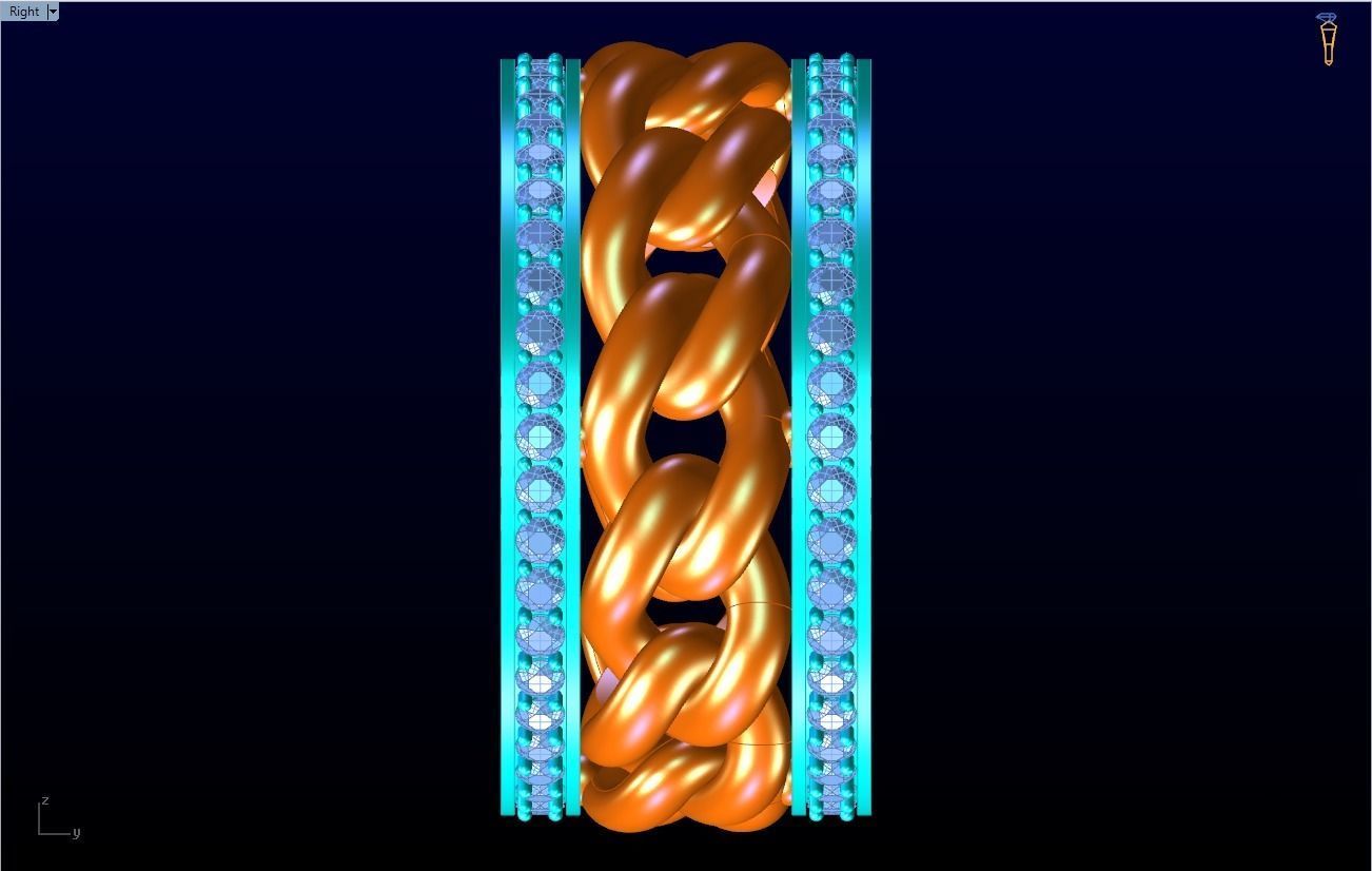 Chain Diamond ring - Miami Cuban ring - N8531A size 8 dot 5 3D print model_14