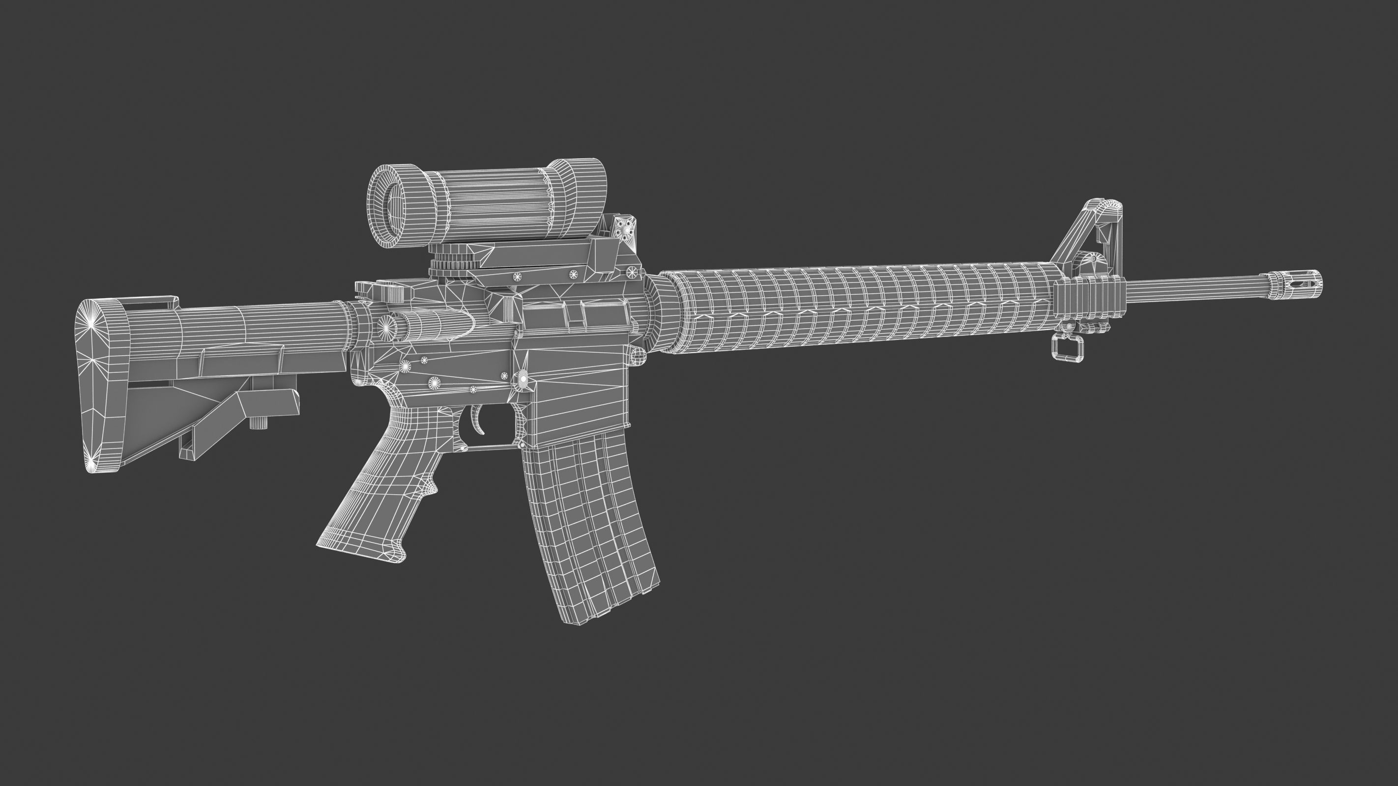 Colt Canada C7A2 Low Poly Low-poly 3D model_15