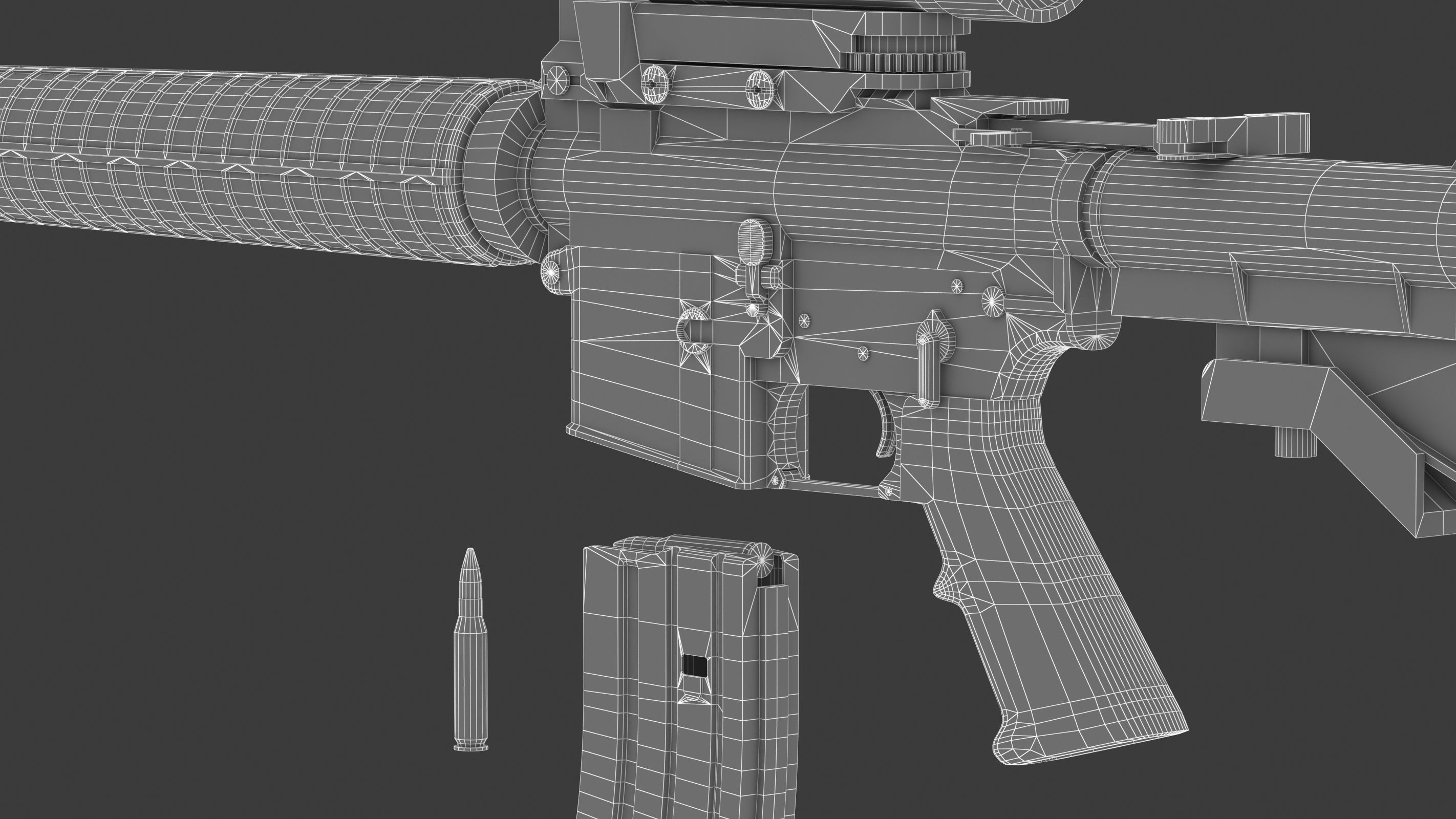 Colt Canada C7A2 Low Poly Low-poly 3D model_29