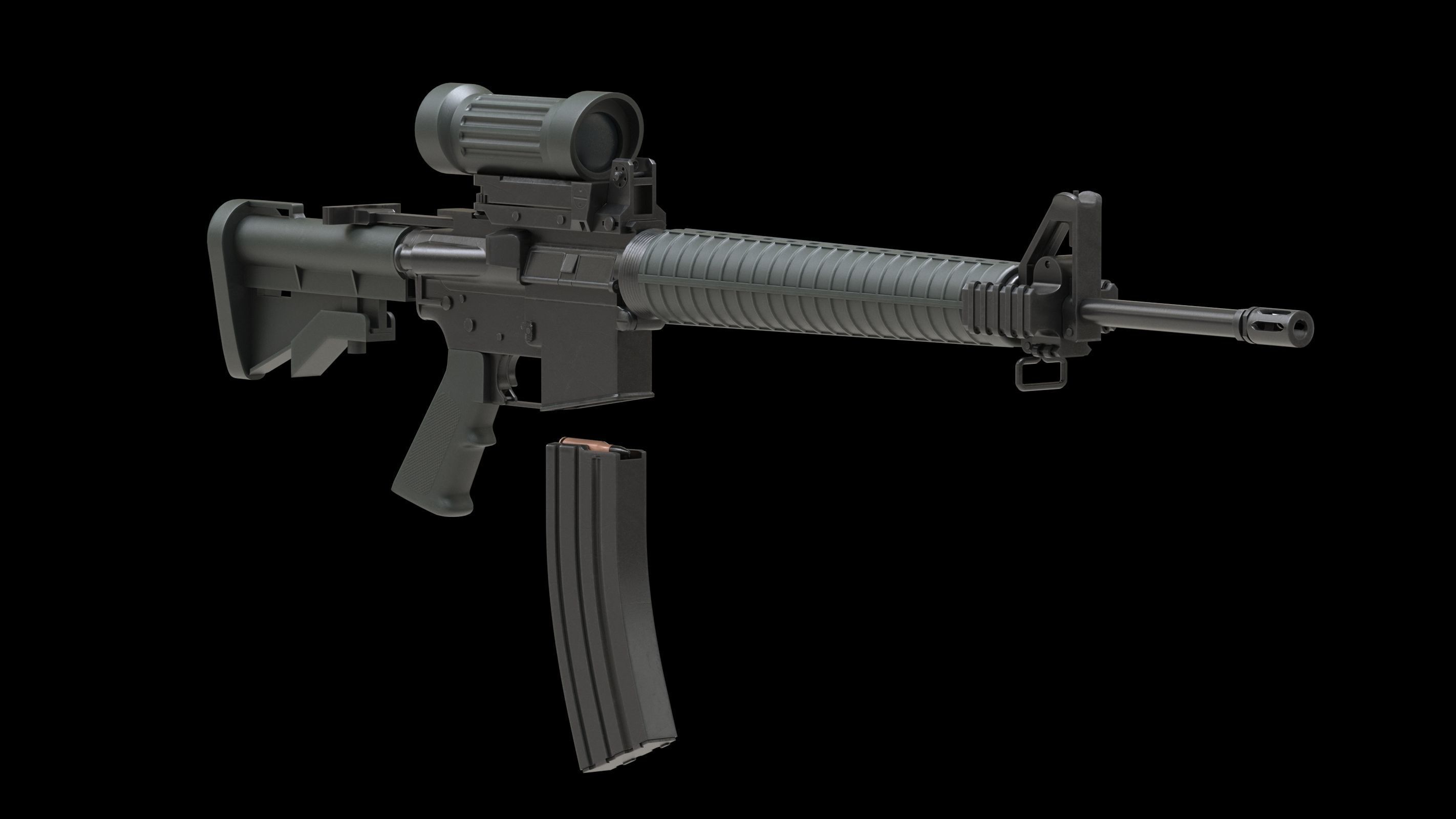 Colt Canada C7A2 Low Poly Low-poly 3D model_4