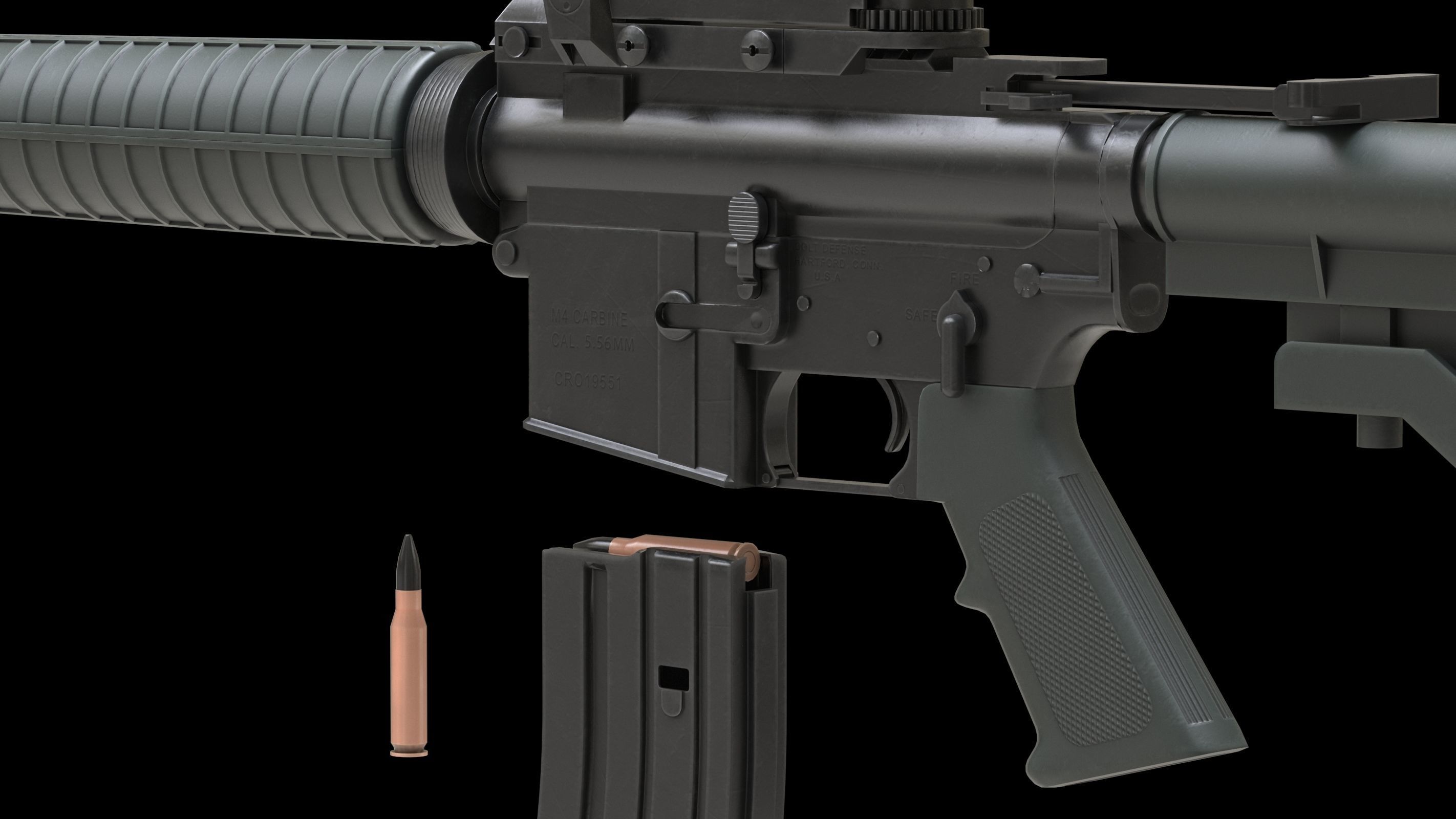 Colt Canada C7A2 Low Poly Low-poly 3D model_14