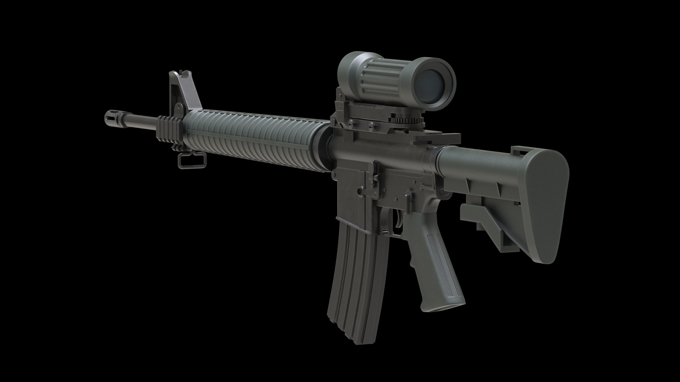 Colt Canada C7A2 Low Poly Low-poly 3D model_1