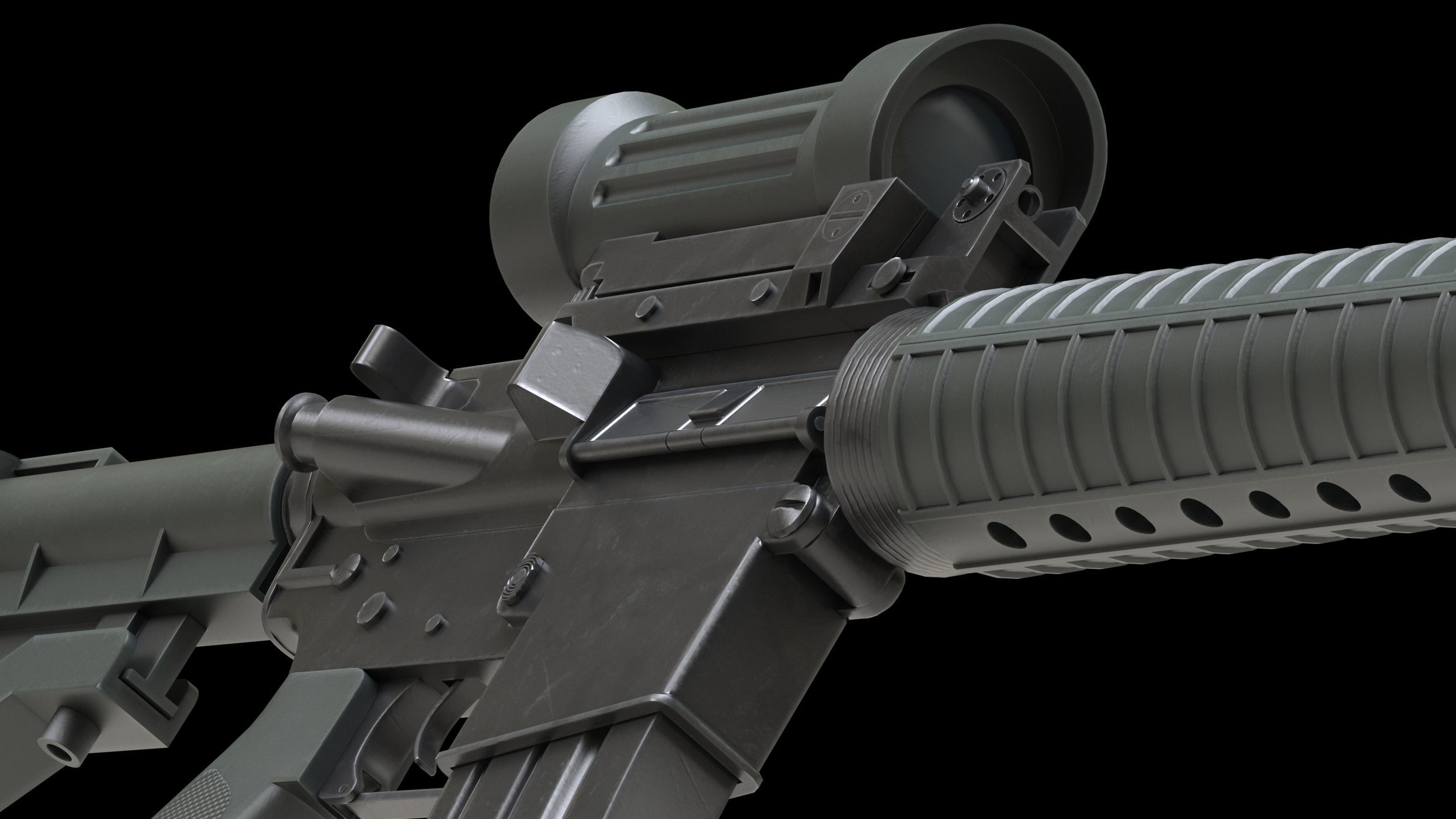 Colt Canada C7A2 Low Poly Low-poly 3D model_13