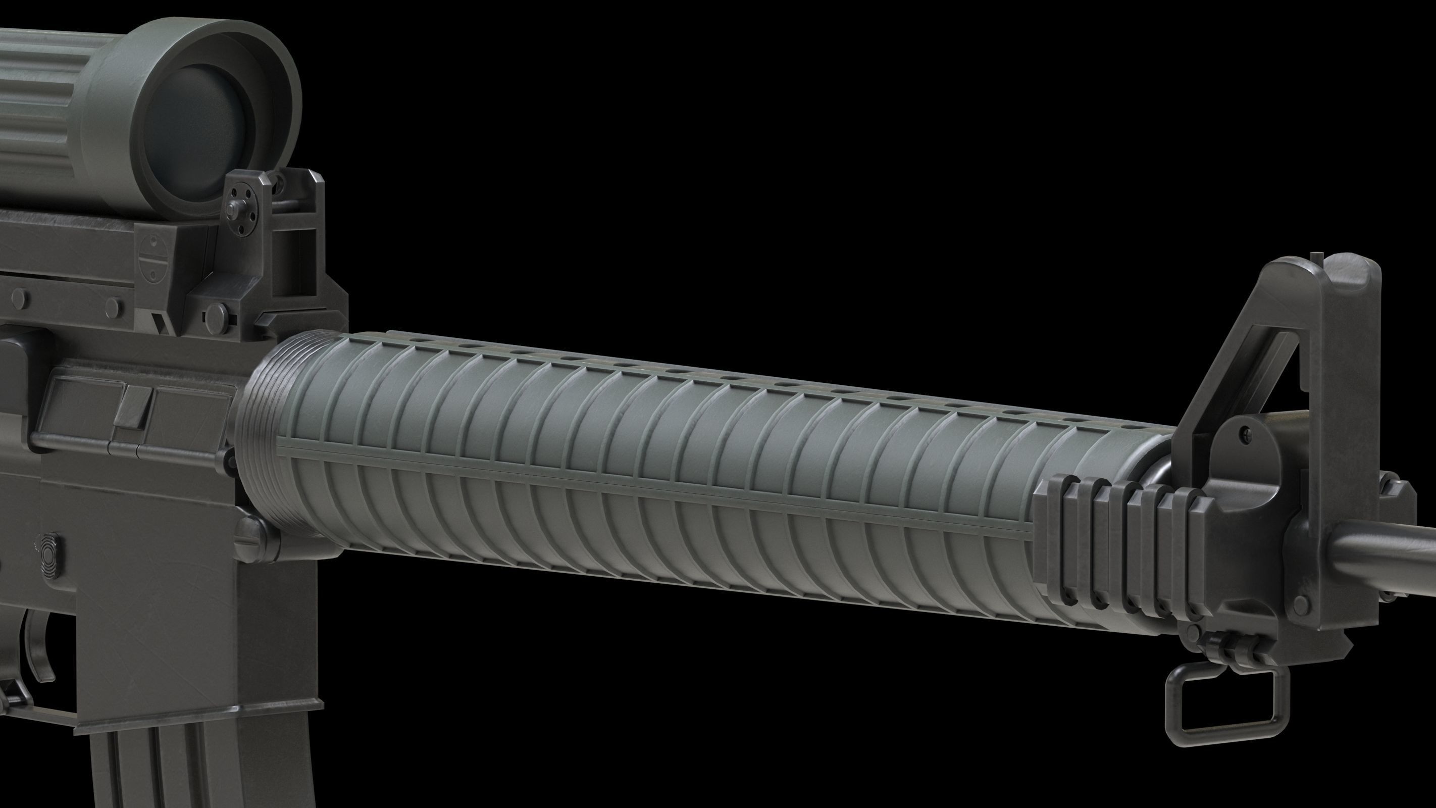 Colt Canada C7A2 Low Poly Low-poly 3D model_9