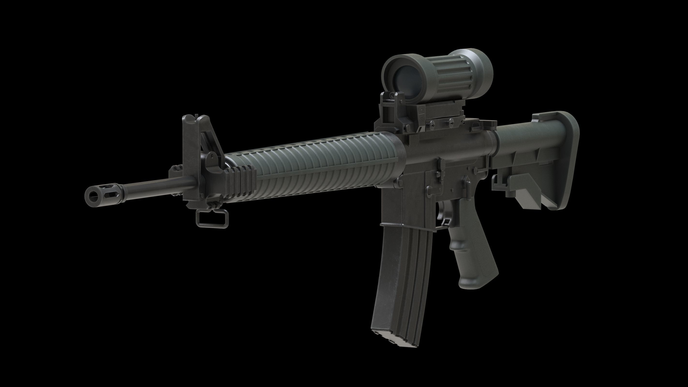 Colt Canada C7A2 Low Poly Low-poly 3D model_3