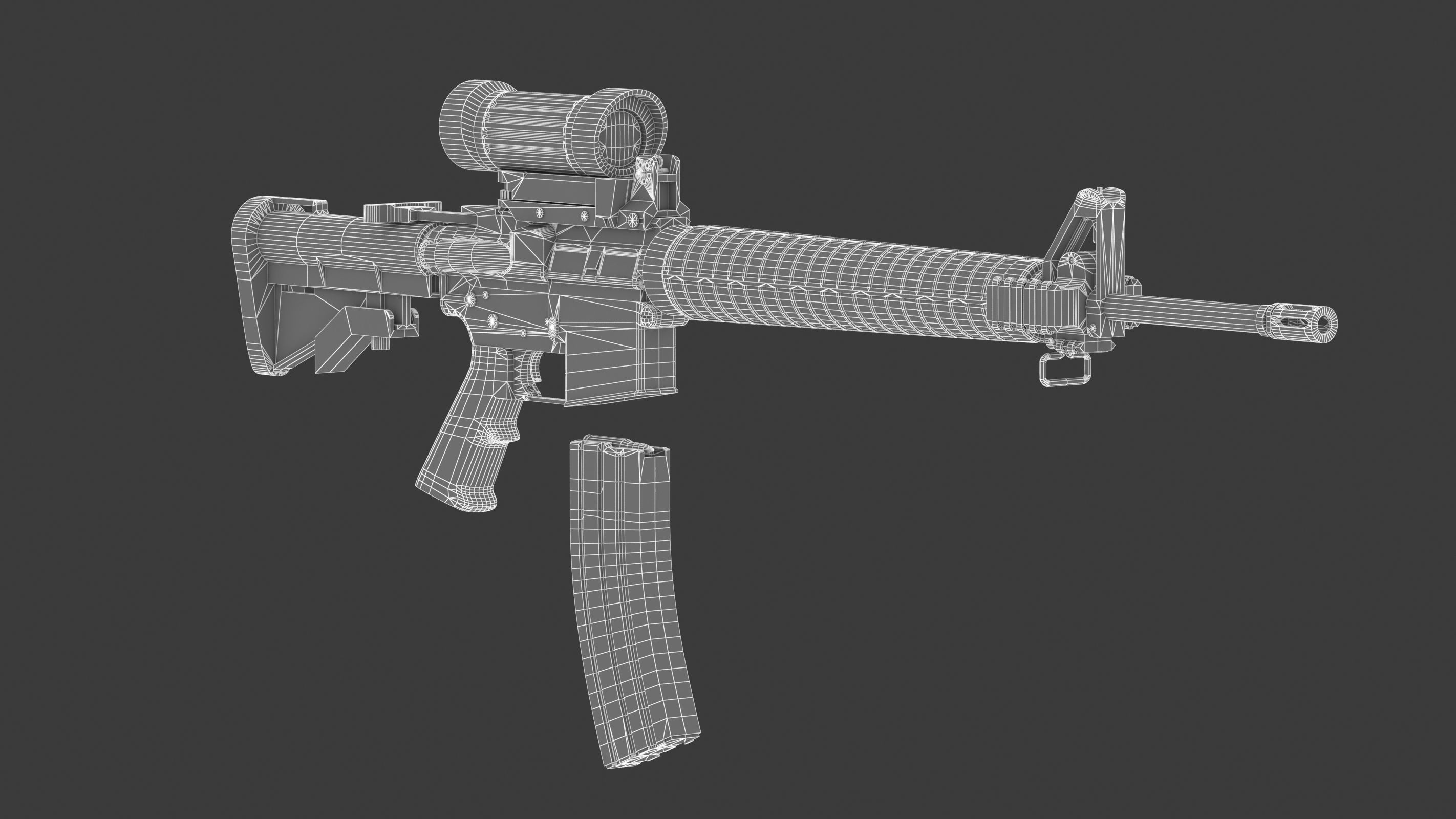 Colt Canada C7A2 Low Poly Low-poly 3D model_19