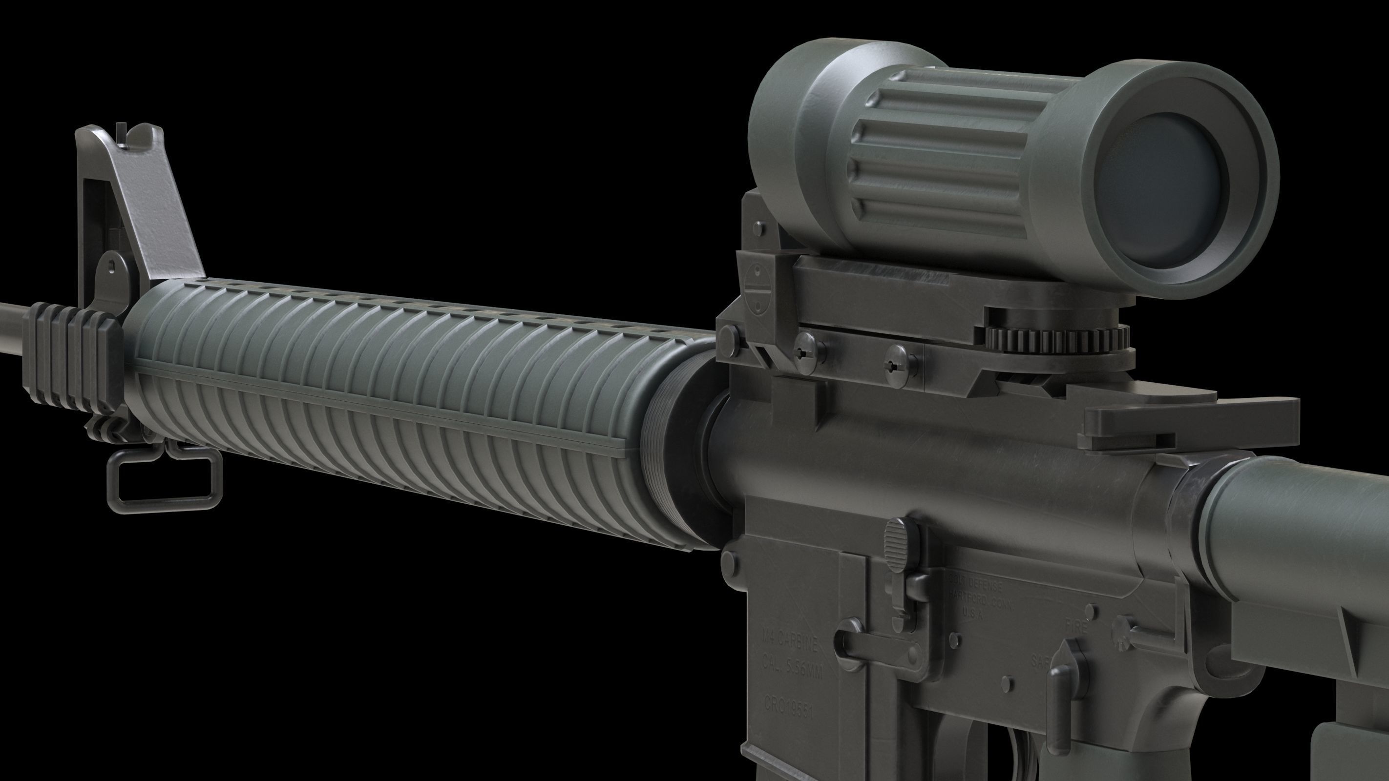 Colt Canada C7A2 Low Poly Low-poly 3D model_6