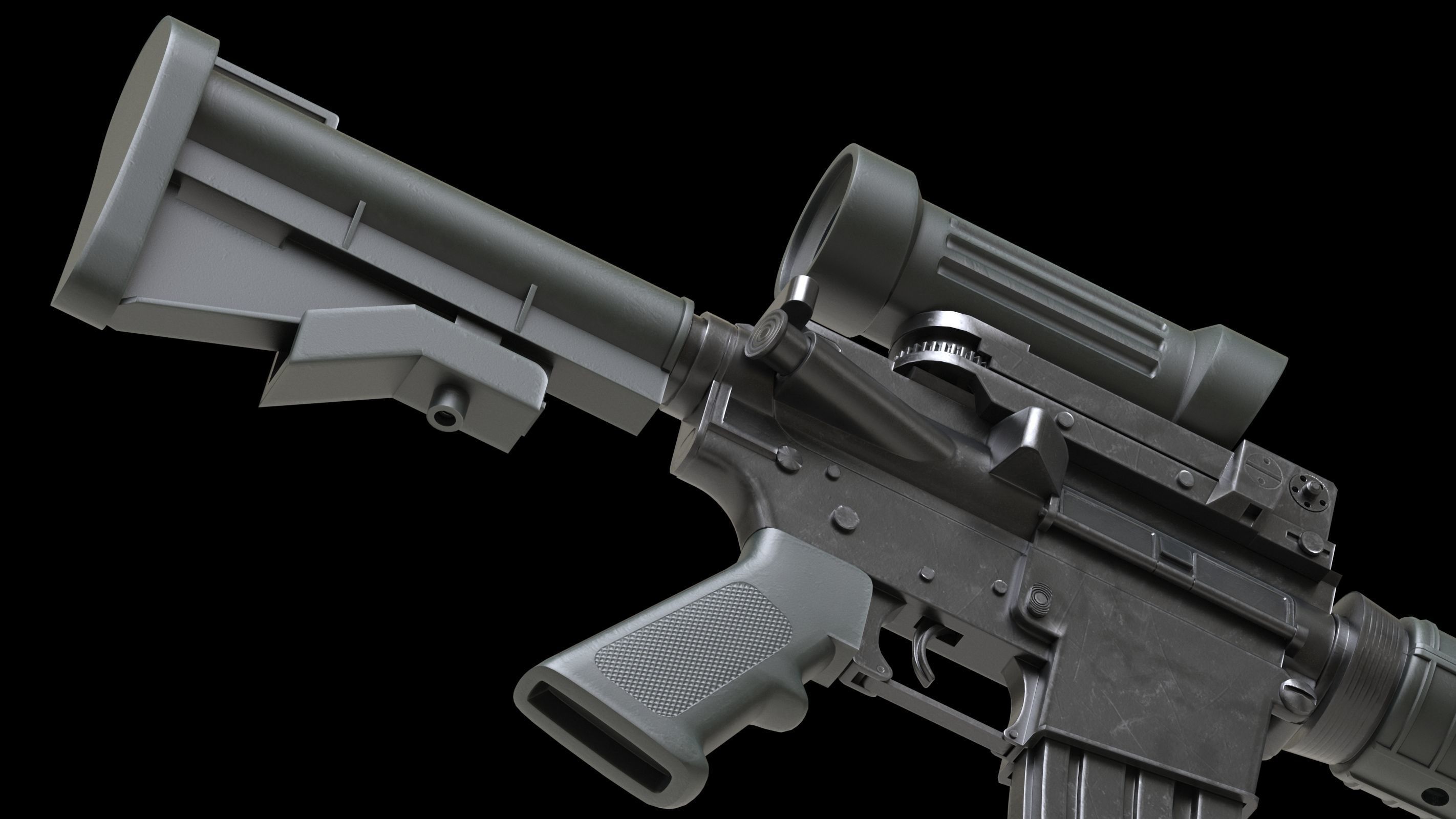 Colt Canada C7A2 Low Poly Low-poly 3D model_11