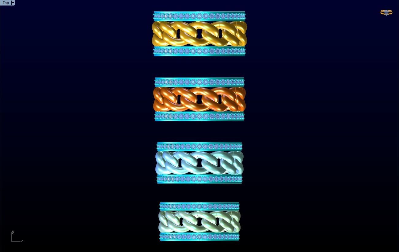 Chain Diamond ring - Miami Cuban ring - N8531A - 4 Size 3D Model Collection_18