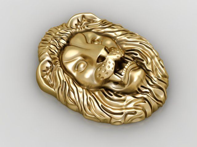Lion Face Relief pendant  Figure 3D print model_3