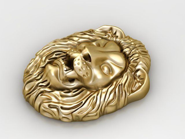 Lion Face Relief pendant  Figure 3D print model_4