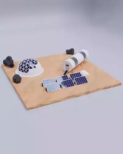 Mars Low Poly solar powered spacecraft