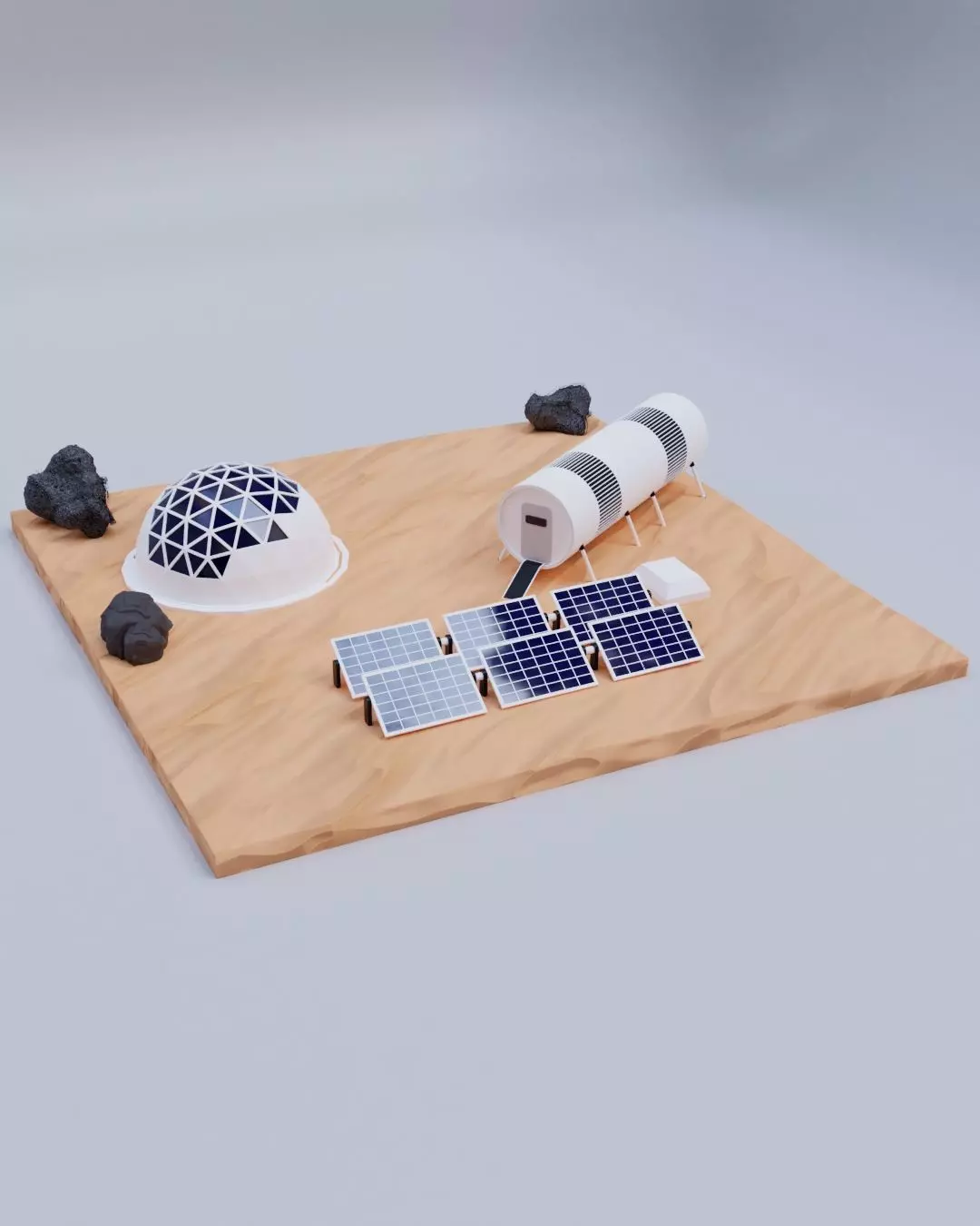 Mars Low Poly solar powered spacecraft 3D model