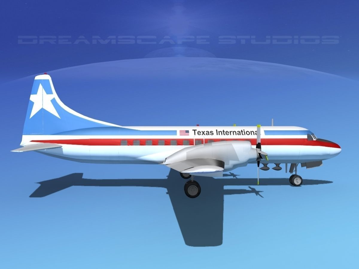 Convair CV-580 Texas Intl 3D model_4