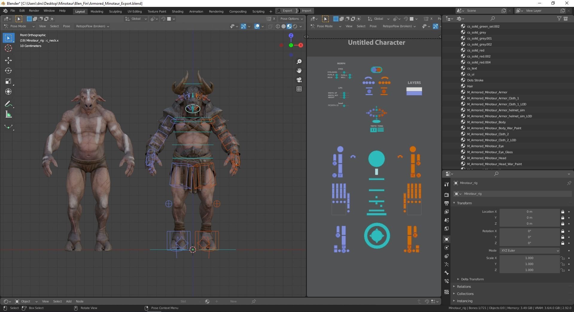 Armored Minotaur Low-poly 3D model_30