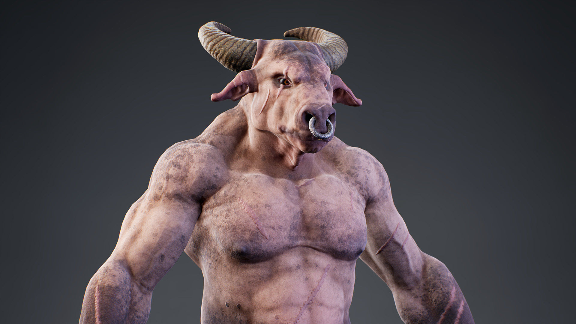 Armored Minotaur Low-poly 3D model_9