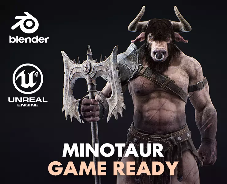 Armored Minotaur Low-poly 3D model_0
