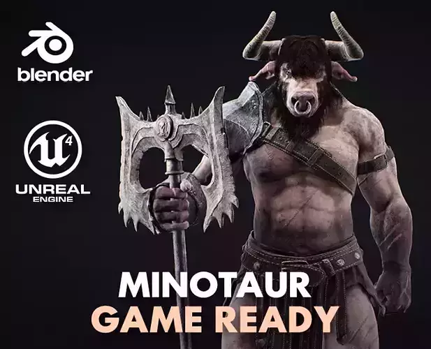 Armored Minotaur Low-poly 3D model
