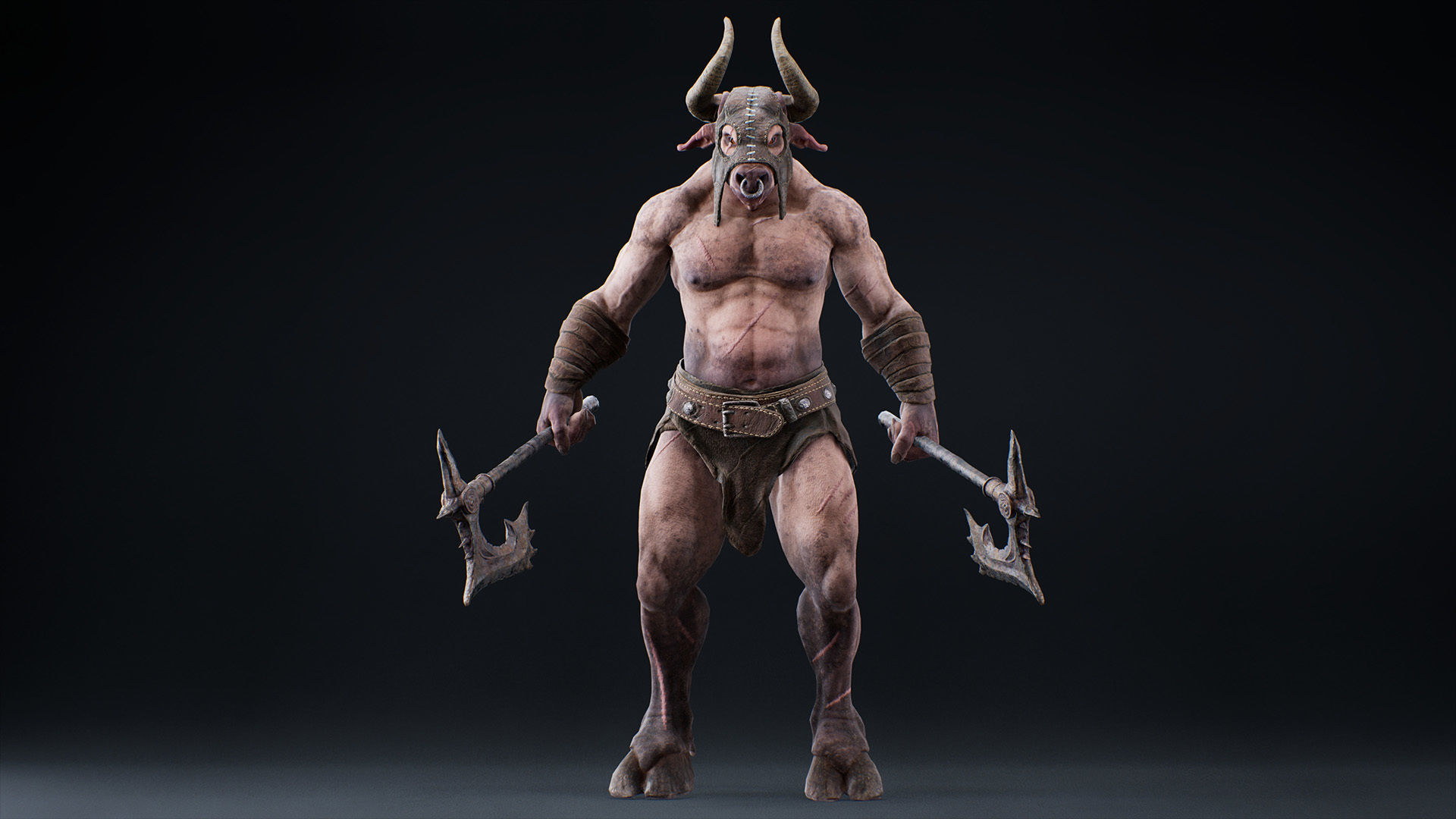 Armored Minotaur Low-poly 3D model_15