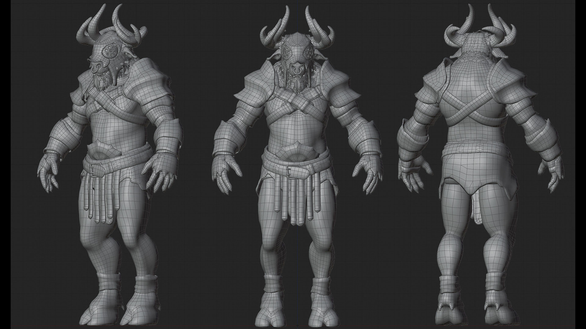 Armored Minotaur Low-poly 3D model_29