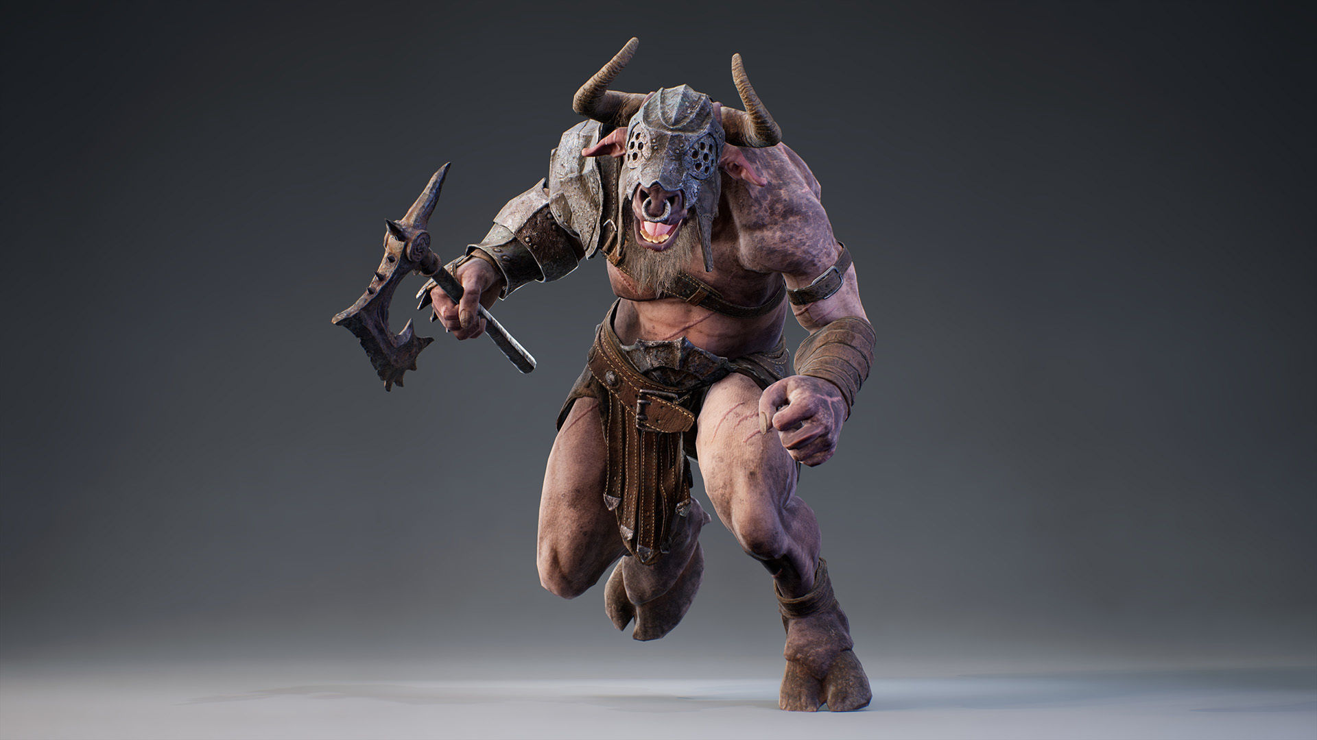 Armored Minotaur Low-poly 3D model_14