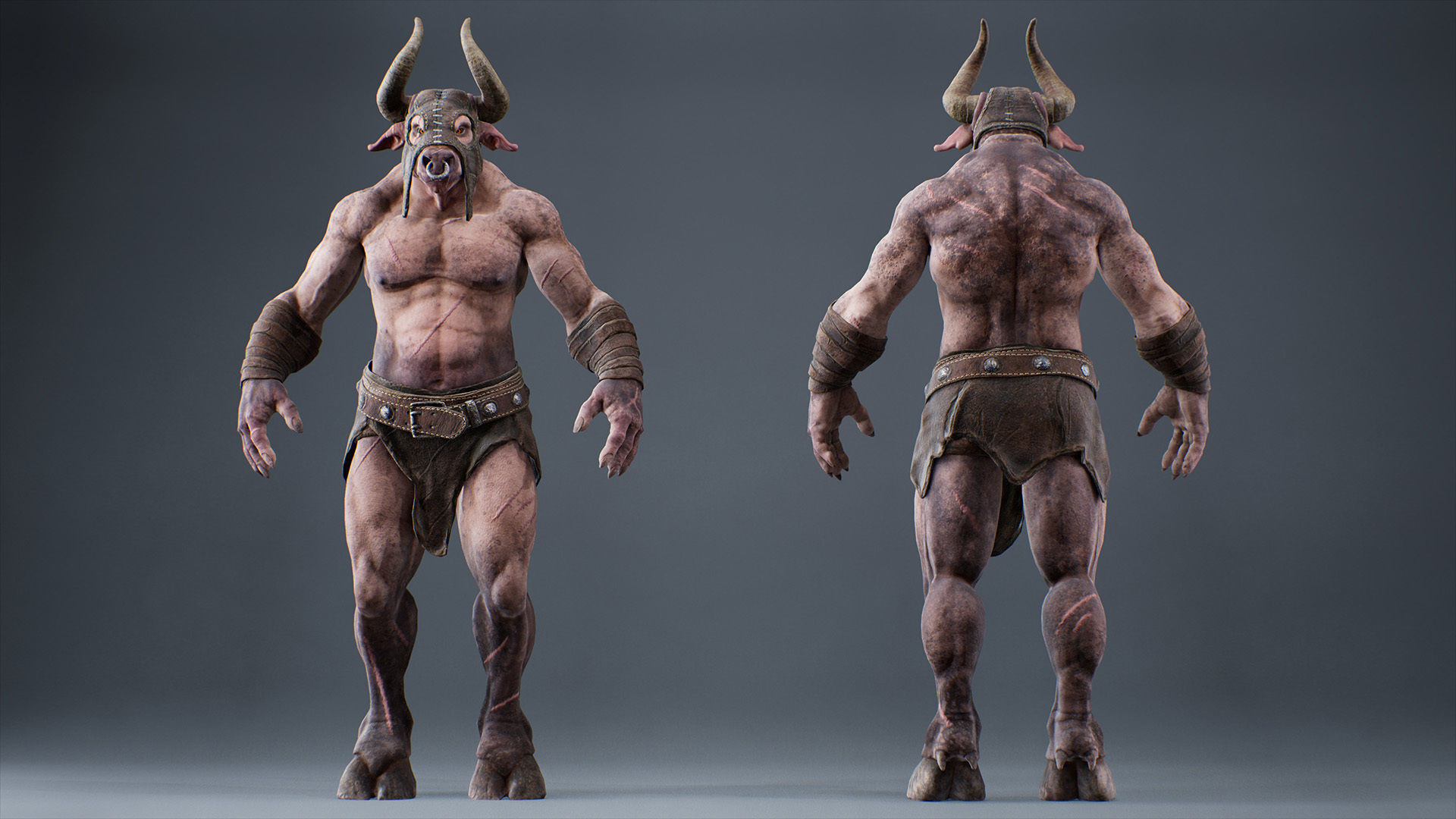 Armored Minotaur Low-poly 3D model_18