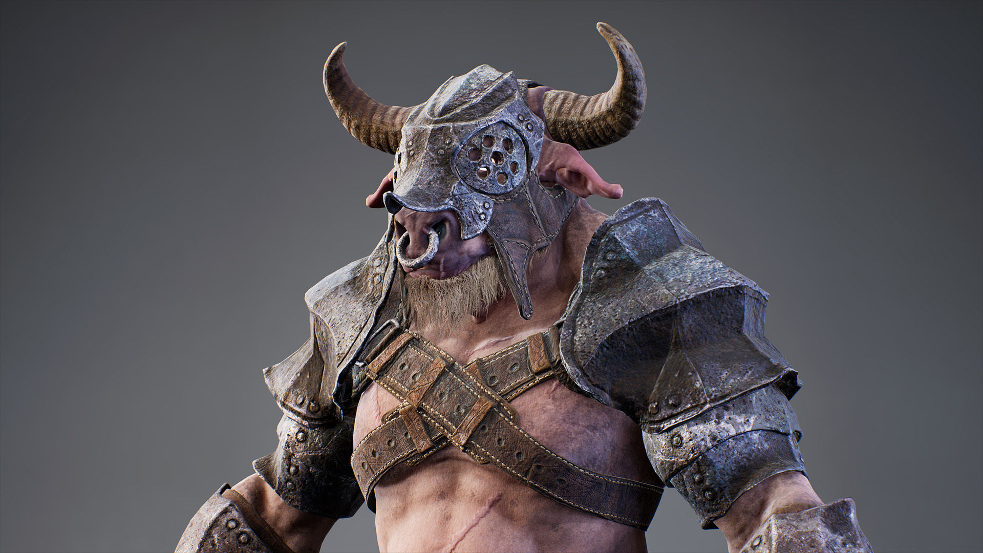 Armored Minotaur Low-poly 3D model_10
