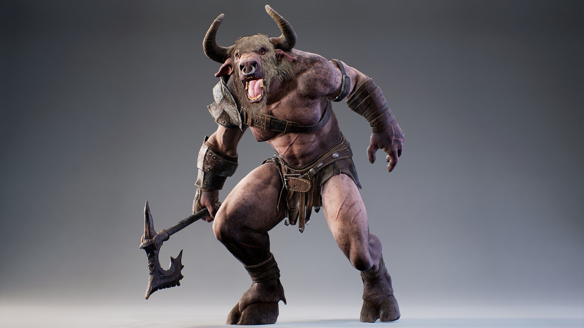 Armored Minotaur Low-poly 3D model_12